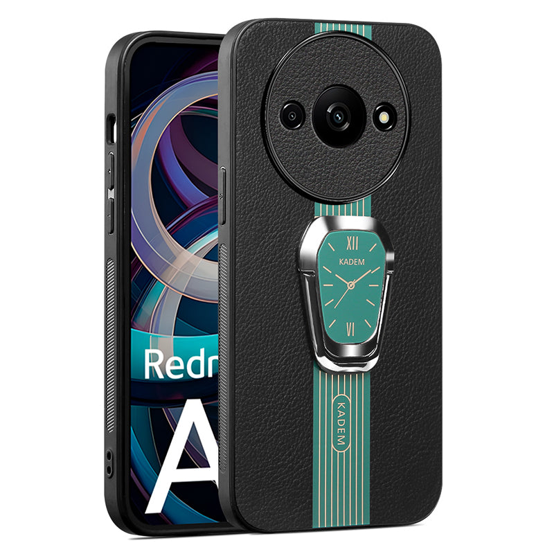 KADEM For Xiaomi Redmi A3 / Poco C61 4G Case Kickstand Leather Coated TPU+Acrylic Phone Back Protector KADEM For Xiaomi Redmi A3 / Poco C61 4G Case Kickstand Leather Coated TPU+Acrylic Phone Back Protector